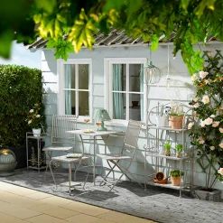 Petite table de jardin carreaux de ciment bleu et taupe 58 cm GRENADE