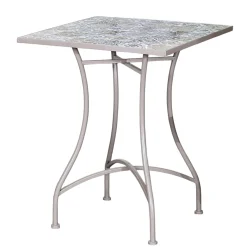 Petite table de jardin carreaux de ciment bleu et taupe 58 cm GRENADE