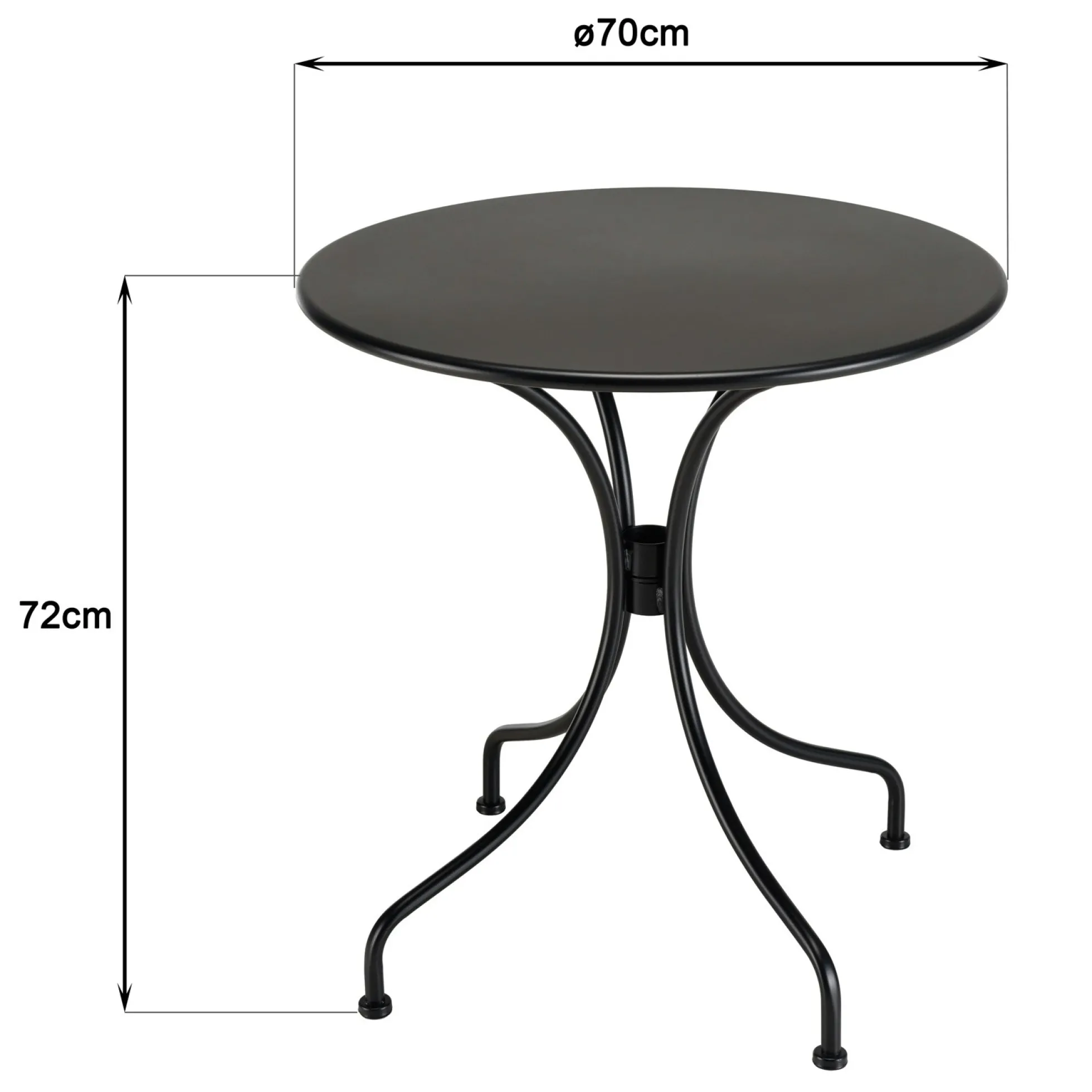 Petite table de jardin métal noir forme ronde D70 cm GIJON
