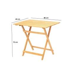 Petite table de jardin pliante en bois 80 cm SORA