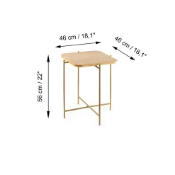 Petite table en bois carrée - structure métal doré JENA