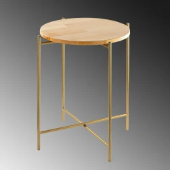 Petite table en bois ronde - structure métal doré JENA