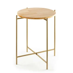 Petite table en bois ronde - structure métal doré JENA