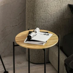 Petite table en bois ronde - structure métal noir JENA