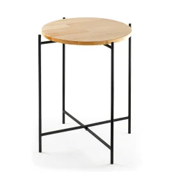 Petite table en bois ronde - structure métal noir JENA