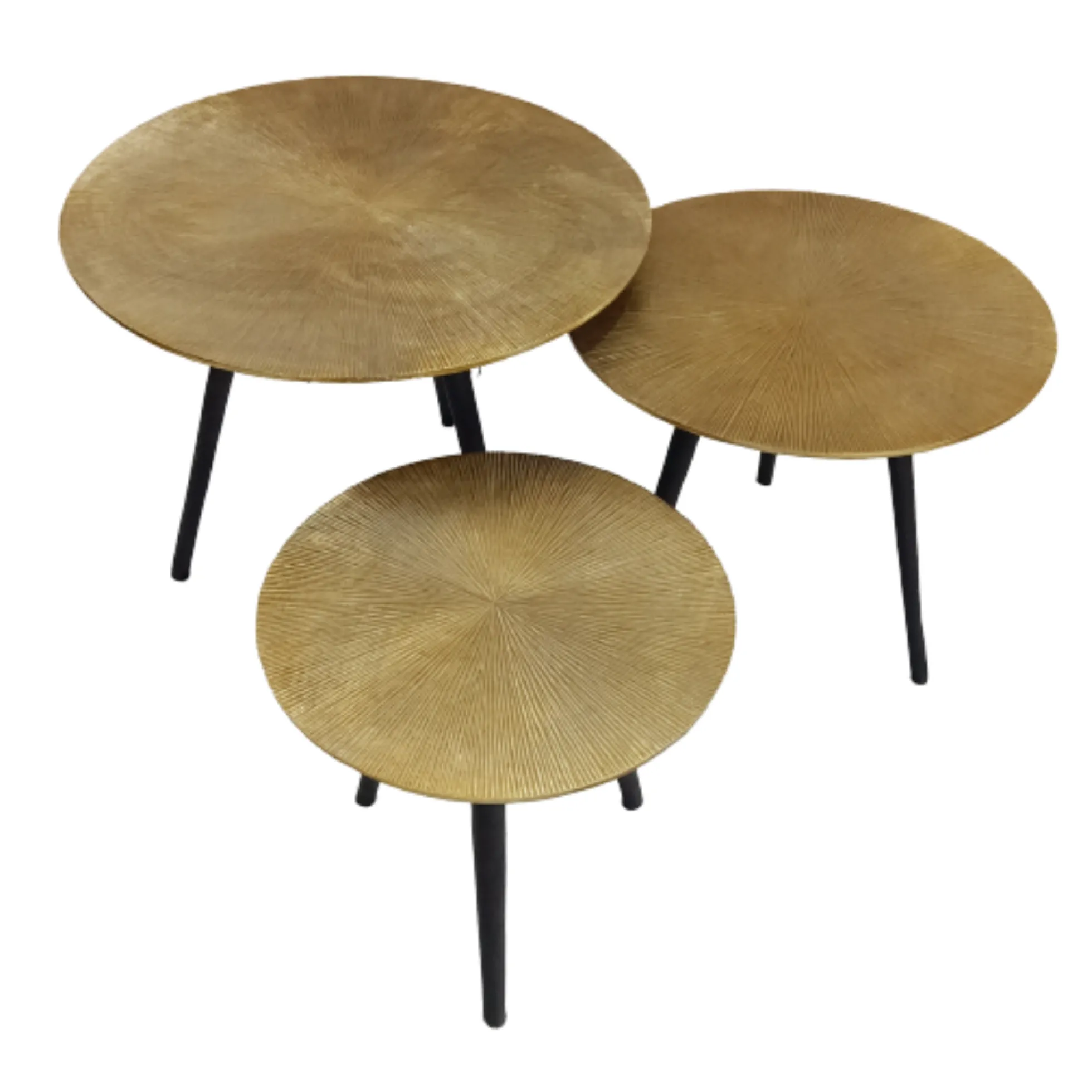 Petite table gigogne en aluminium doré à rainures (lot de 3) KANO