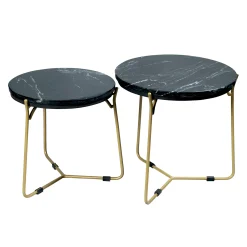Petite table gigogne en marbre noir (lot de 2) DUOMO
