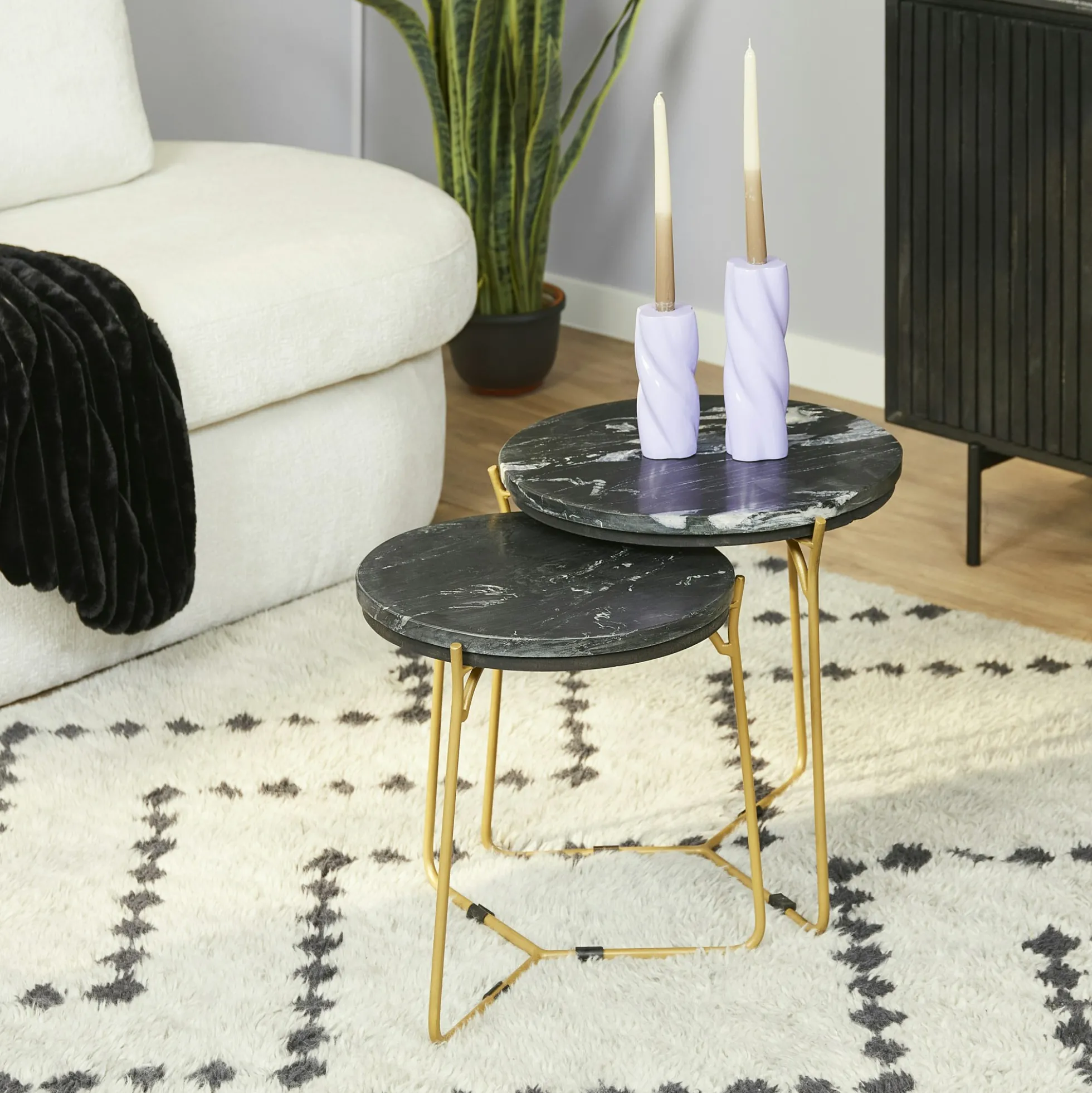 Petite table gigogne en marbre noir (lot de 2) DUOMO