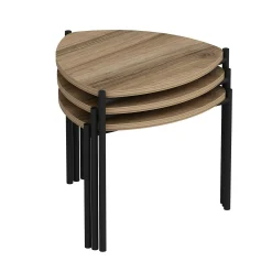 Petite table gigogne moderne effet noyer (lot de 3) JENA