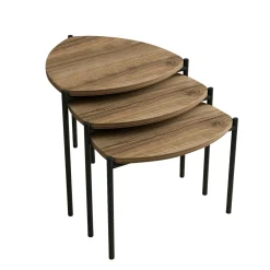 Petite table gigogne moderne effet noyer (lot de 3) JENA