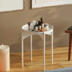 Petite table ronde blanche design & plateau assorti SFAX