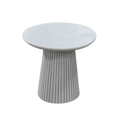 Petite table ronde bois gris à pied rainuré CALERO