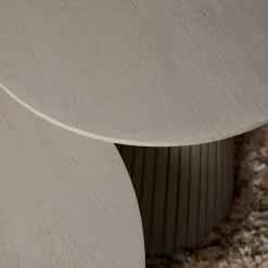 Petite table ronde bois gris à pied rainuré CALERO