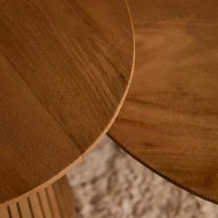 Petite table ronde bois à pied rainuré CALERO