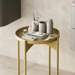 Petite table ronde dorée design & plateau assorti SFAX