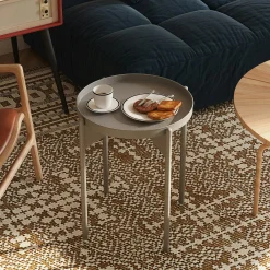 Petite table ronde grise design & plateau assorti SFAX