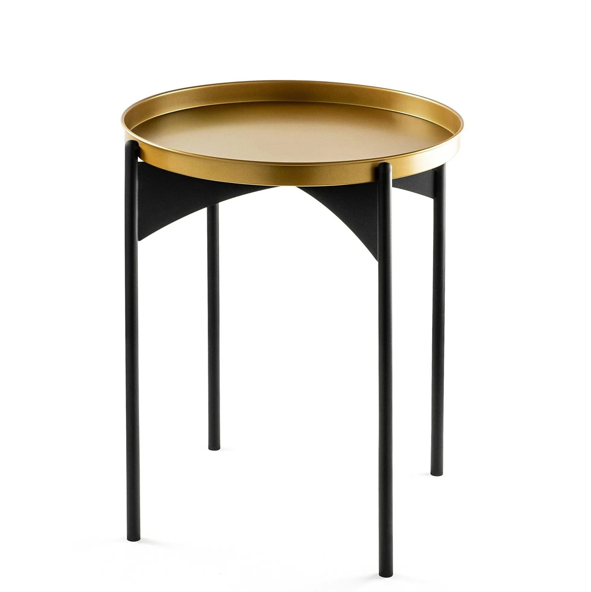 Petite table ronde noire design & plateau doré SFAX