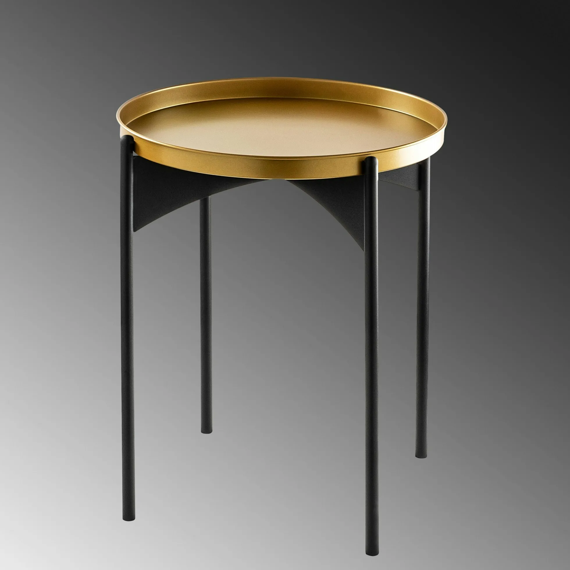 Petite table ronde noire design & plateau doré SFAX