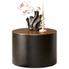 Petite table ronde noire à plateau doré effet vieilli KANO