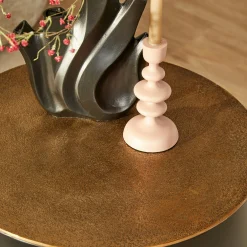 Petite table ronde noire à plateau doré effet vieilli KANO