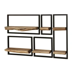 Petite étagère murale bois métal (lot de 5) MELBOURNE