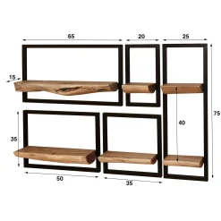Petite étagère murale bois métal (lot de 5) MELBOURNE