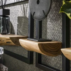 Petite étagère murale bois métal (lot de 5) MELBOURNE