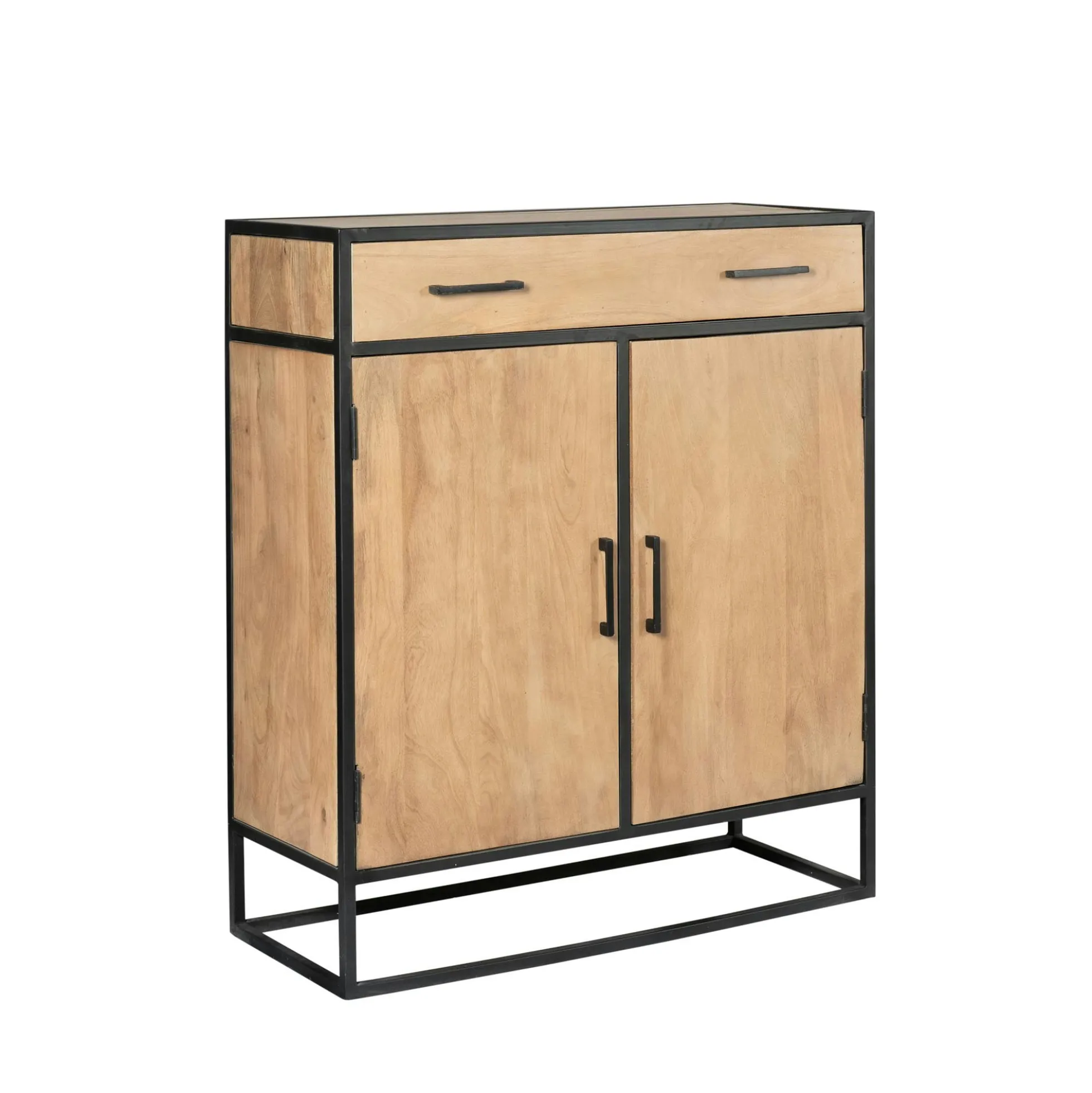 Petit meuble d'entrée en bois clair 2 portes RIVANO