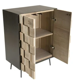 Petit meuble de rangement bois de sapin damier CARPATES