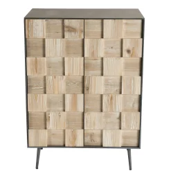 Petit meuble de rangement bois de sapin damier CARPATES