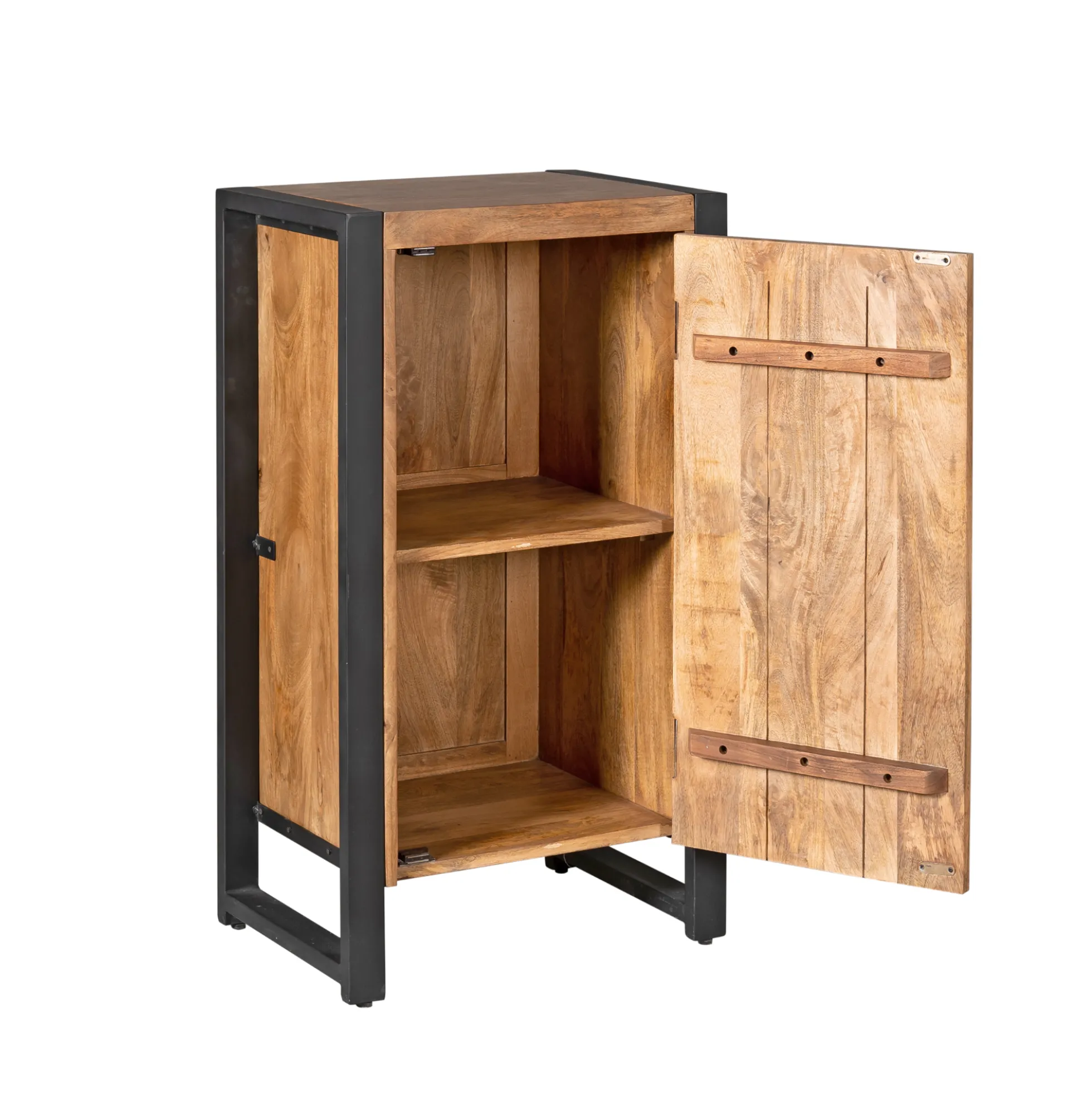 Petit meuble de rangement bois métal 1 porte MILORA