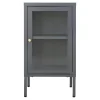 Petit meuble de rangement en métal gris 1 porte vitrée ODENSE