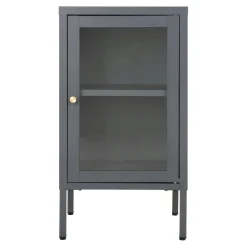 Petit meuble de rangement en métal gris 1 porte vitrée ODENSE