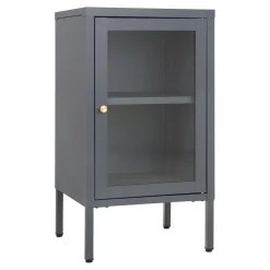 Petit meuble de rangement en métal gris 1 porte vitrée ODENSE