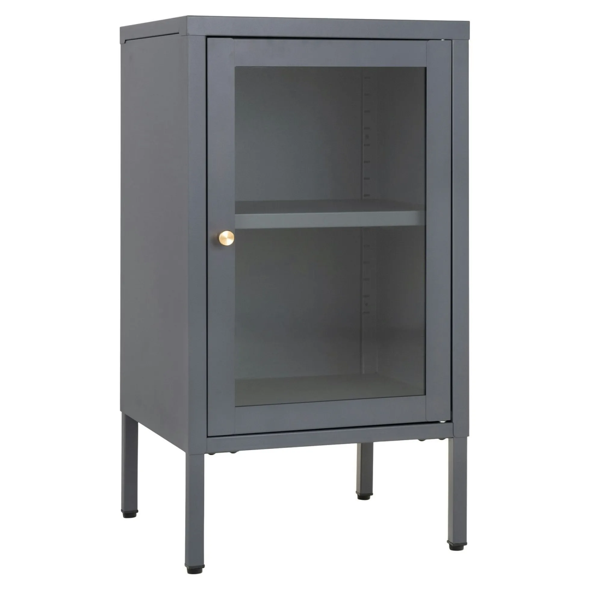 Petit meuble de rangement en métal gris 1 porte vitrée ODENSE