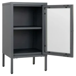 Petit meuble de rangement en métal gris 1 porte vitrée ODENSE