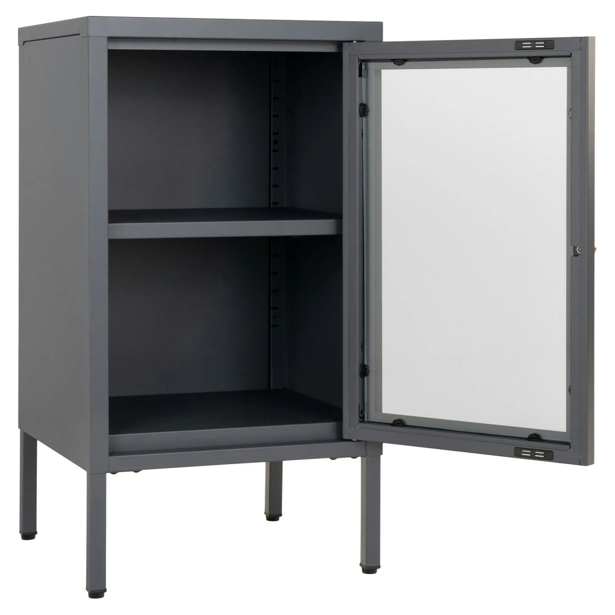 Petit meuble de rangement en métal gris 1 porte vitrée ODENSE