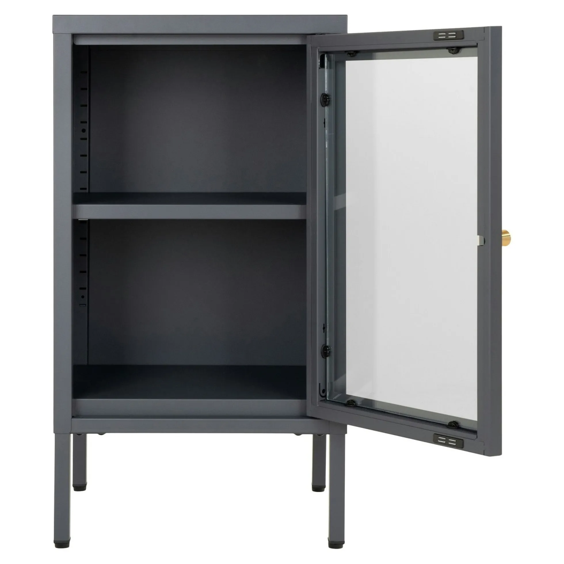 Petit meuble de rangement en métal gris 1 porte vitrée ODENSE