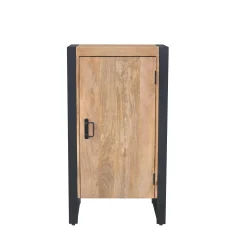 Petit meuble de rangement 1 porte bois clair métal noir MILORA
