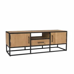 Petit meuble TV bois clair 2 portes 1 tiroir RIVANO