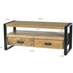 Petit meuble TV bois métal à double plateau KARGO