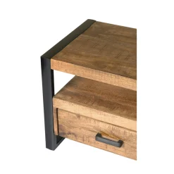 Petit meuble TV bois métal à double plateau KARGO