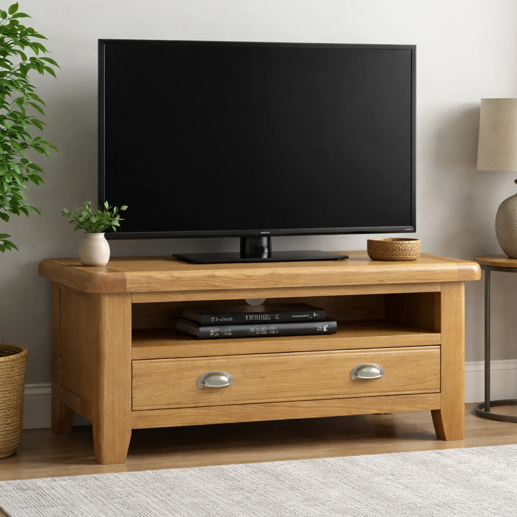 Petit meuble TV en chêne 1 tiroir 1 niche VALMONT