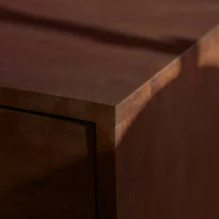 Petit meuble TV suspendu bois foncé 2 portes JUNO