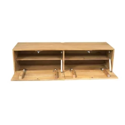 Petit meuble TV suspendu bois clair 2 portes JUNO