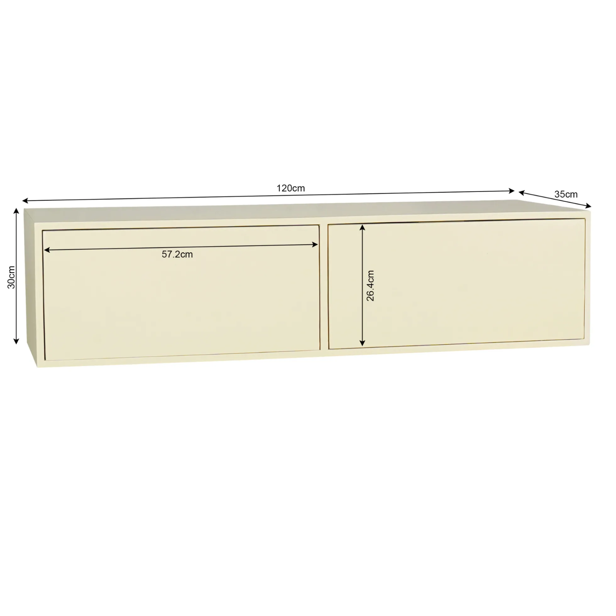 Petit meuble TV suspendu bois sable 2 portes JUNO