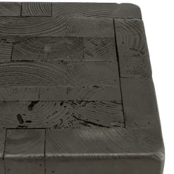 Petit tabouret pin recyclé noir CRACOVIE