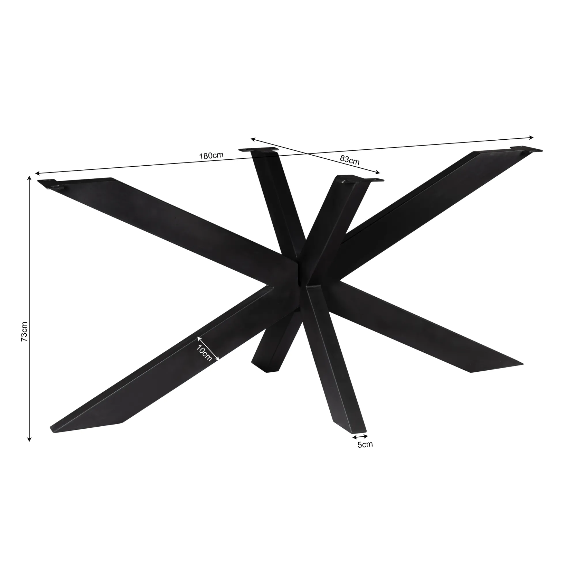 Pied de table mikado en métal noir pour tables rectangulaires / ovales de 200 à 240 cm RALF