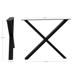 Pied métal noir en X pour table à manger
