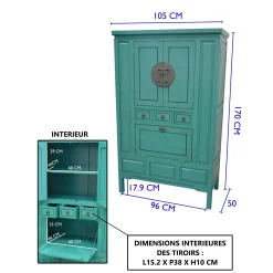 Placard Bar chinois Hévéa massif 170cm MAORI